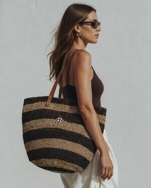 Handmade Large Sisel Raffia Beach Farmers Market Tote, OS